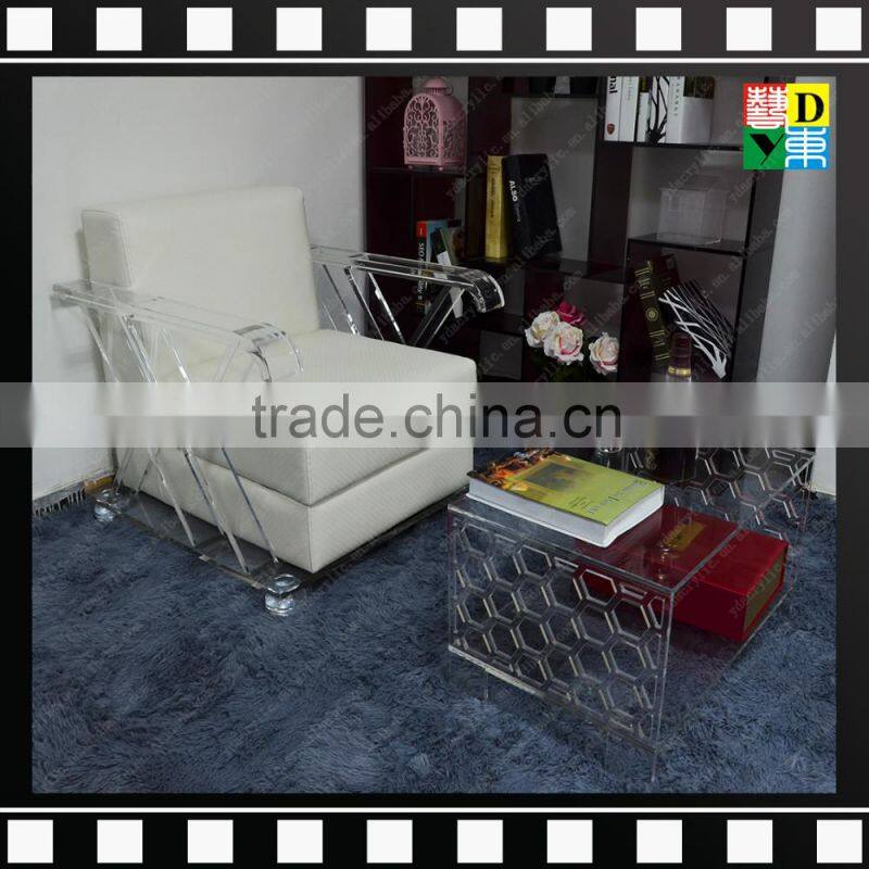 Wholesale Clear acrylic study living room sets of coffee table and sofa chair