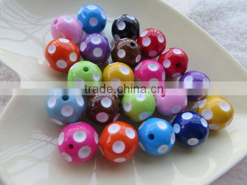 Black 12mm to 24MM Hot Fashion Chunky Acrylic Resin Polka Dip Dot Beads for chunky bead necklace for little girl