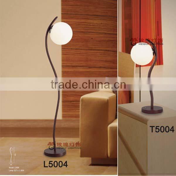 wood lamp with white polish glass lampshade