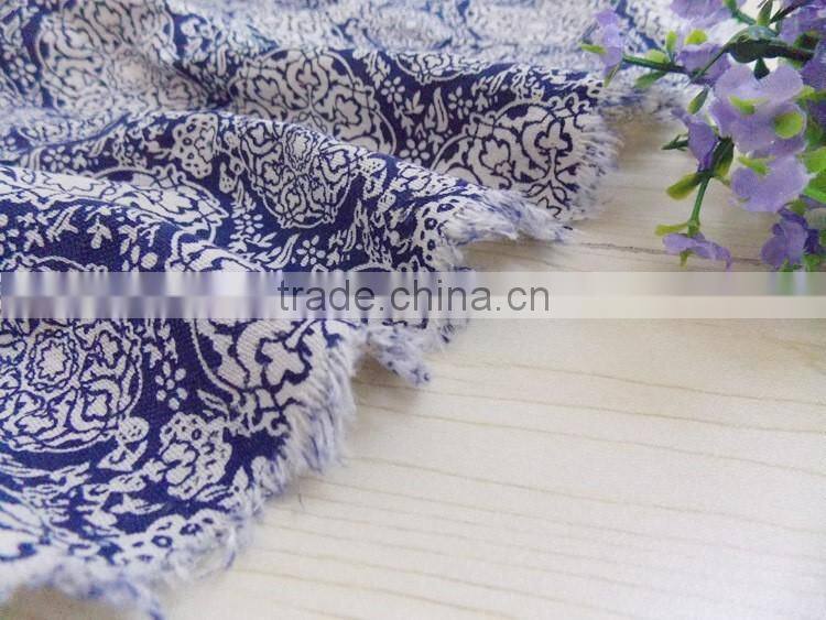 Chinese style blue and white porcelain imitation batik print cotton/linen cloth tablecloths curtain sofa fabric