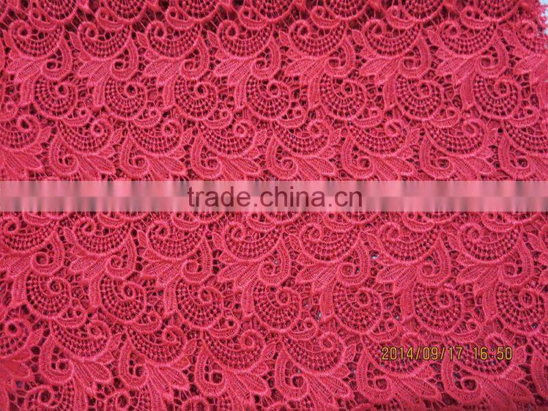 2015 Latest Red African lace fabric for wedding dress