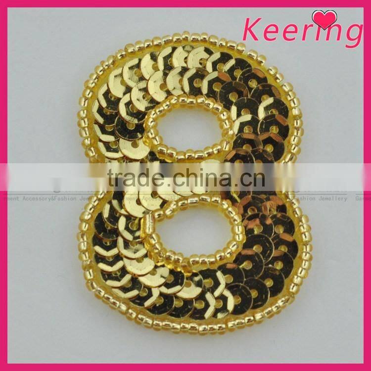 Lucky number eight fashion gold applique for bag WRAB-016