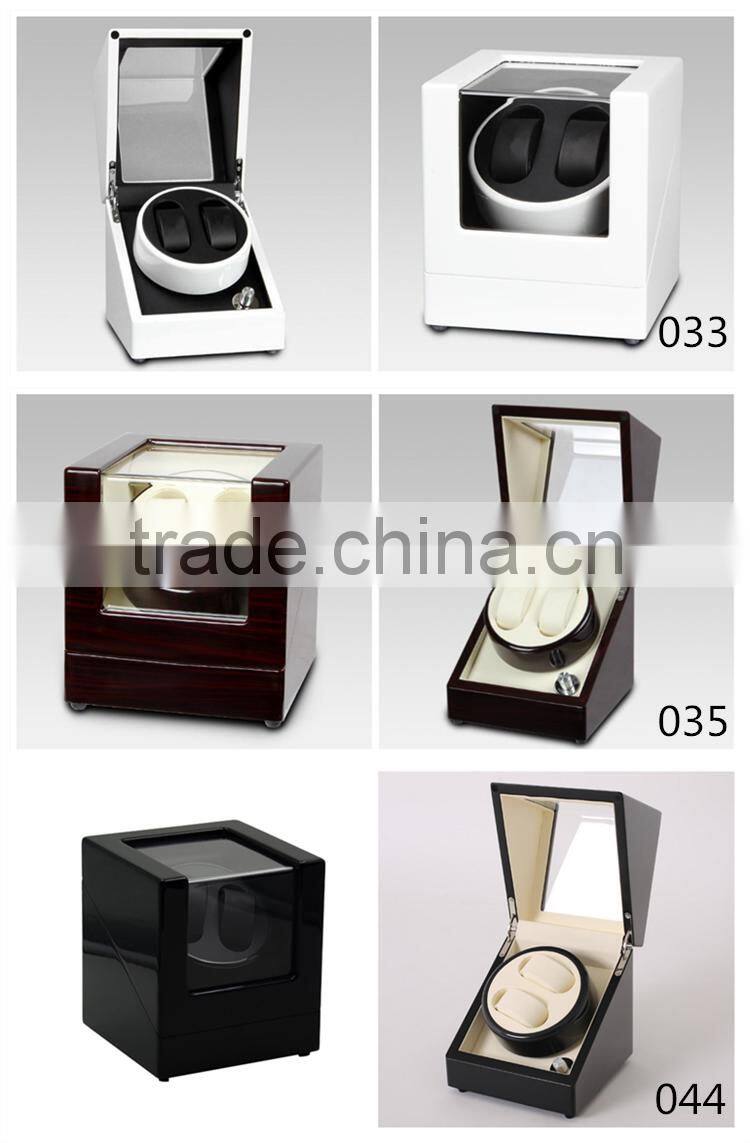 Custom Logo Printed 2 Slot Glossy Wooden Safety Automatic Watch Winder