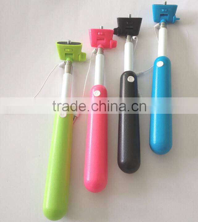 Extendable camera tripod monopod selfie stick with cable