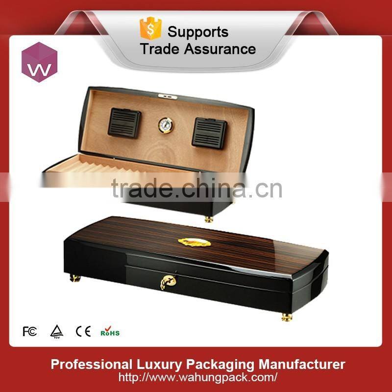 Black large empty humidor wood cigar box for sale
