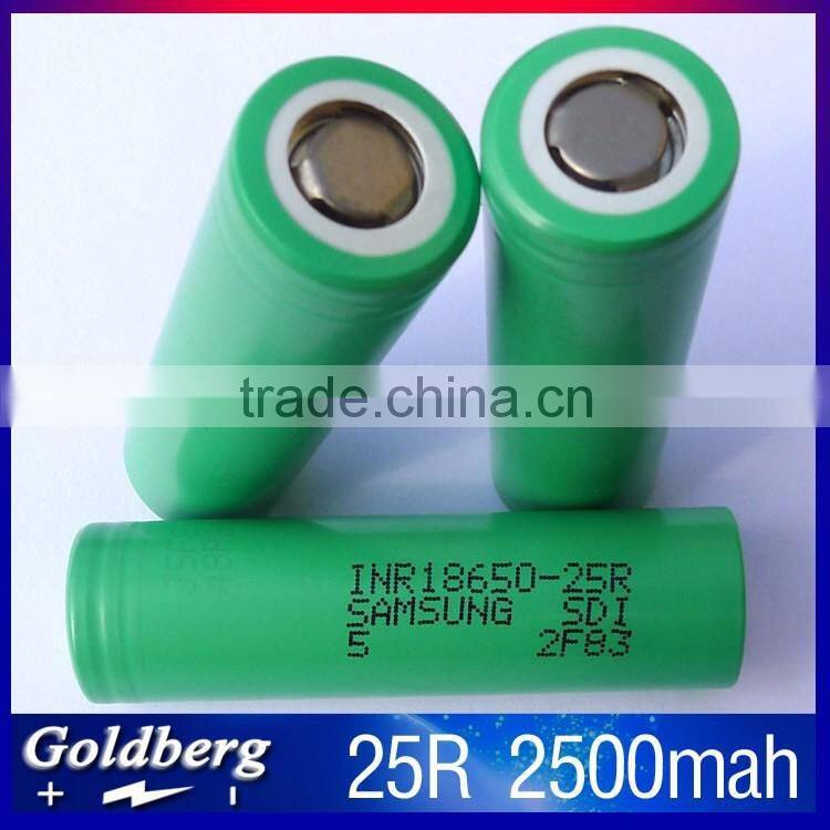 samsung 18650 25R 2500mah 3.7v 35A High drain rechargeable battery for vape box