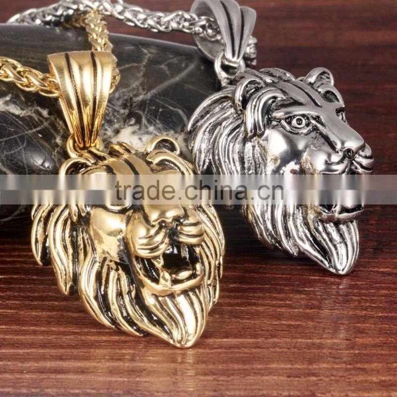 hot product trends gold necklace designs 2016 316L stainless steel lion necklace for cool men