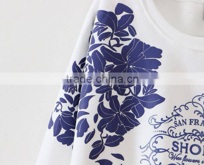 Winter new Korean Women o-neck long-sleeved sweaters printing no zipper hoodie jacket