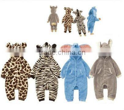 cute baby thickening plush clothes with hat/cute baby penguin shape clothes/wholesale baby clothes
