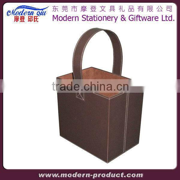 Household leather storage basket