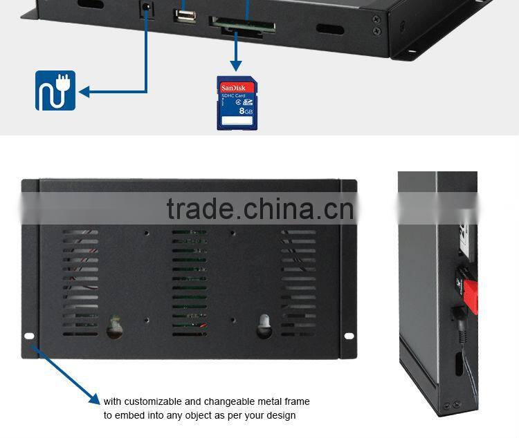 Flintstone 10" embedded lcd ad screen, pop video screen for product presentation, hot open frame digital signage displays