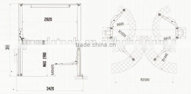 3.2T and 4.0T Two Post Car Lift With 220V/240V