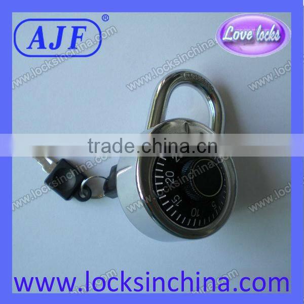 1 7/8" Locker lock with 3 dial combination lock and key for cabinet