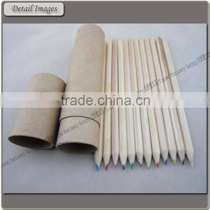 7 Inches Hexagonal Natural Wooden Color Pencil Set In Kraft Paper Tube