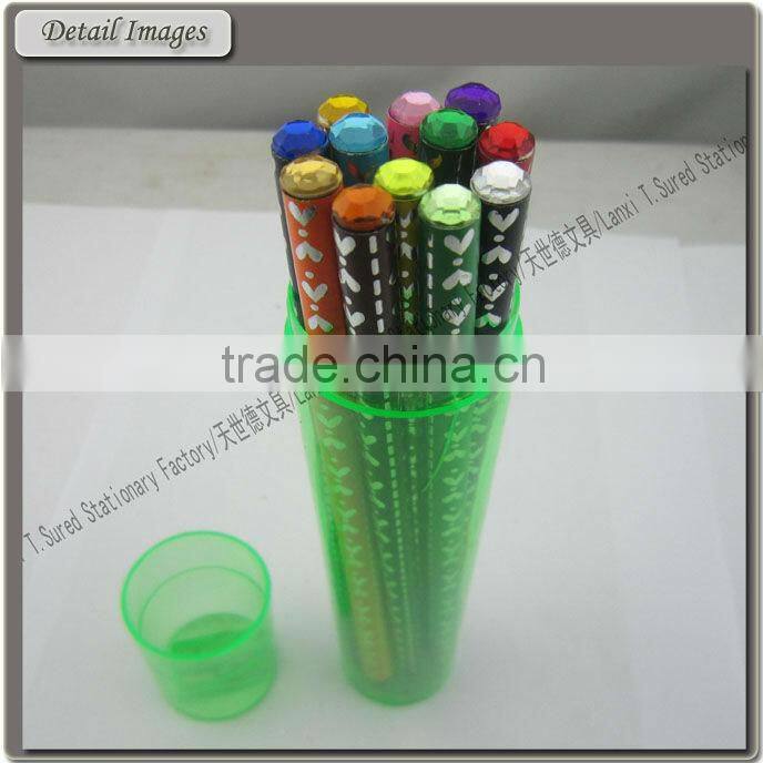 Black Wood Crystal Colour Pencil Set With Tube