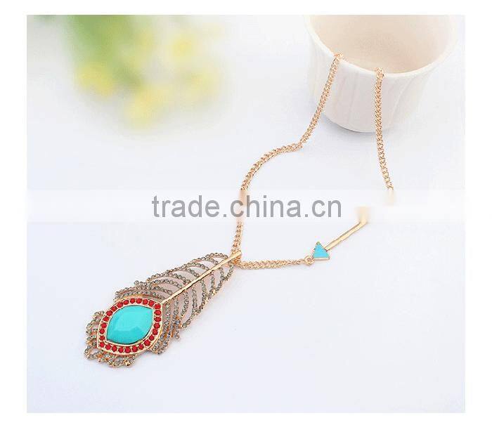 New gold chain design jewellery arrow charm feather pendant necklace