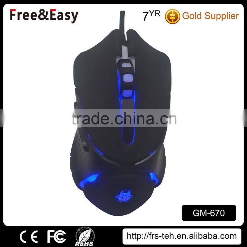 Black rubber coating led backlight gaming mouse for computer
