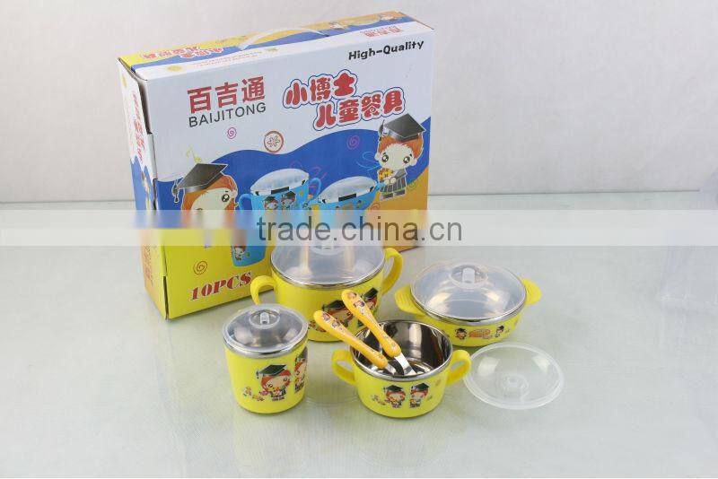 stainless steel kids bowl/cartoon children food bowls/heat proof students lunch bowl