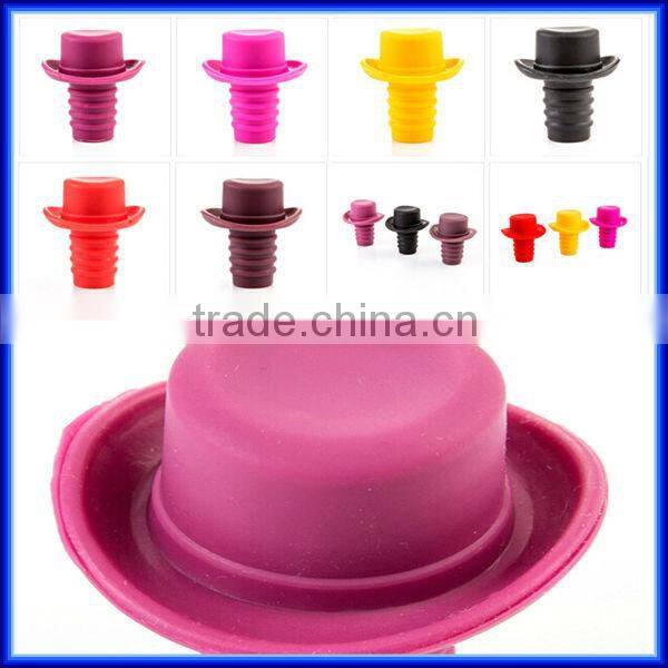 Silicone Lovely Wine Bottle Stopper With Hat/silicone booze hat Bottle cork