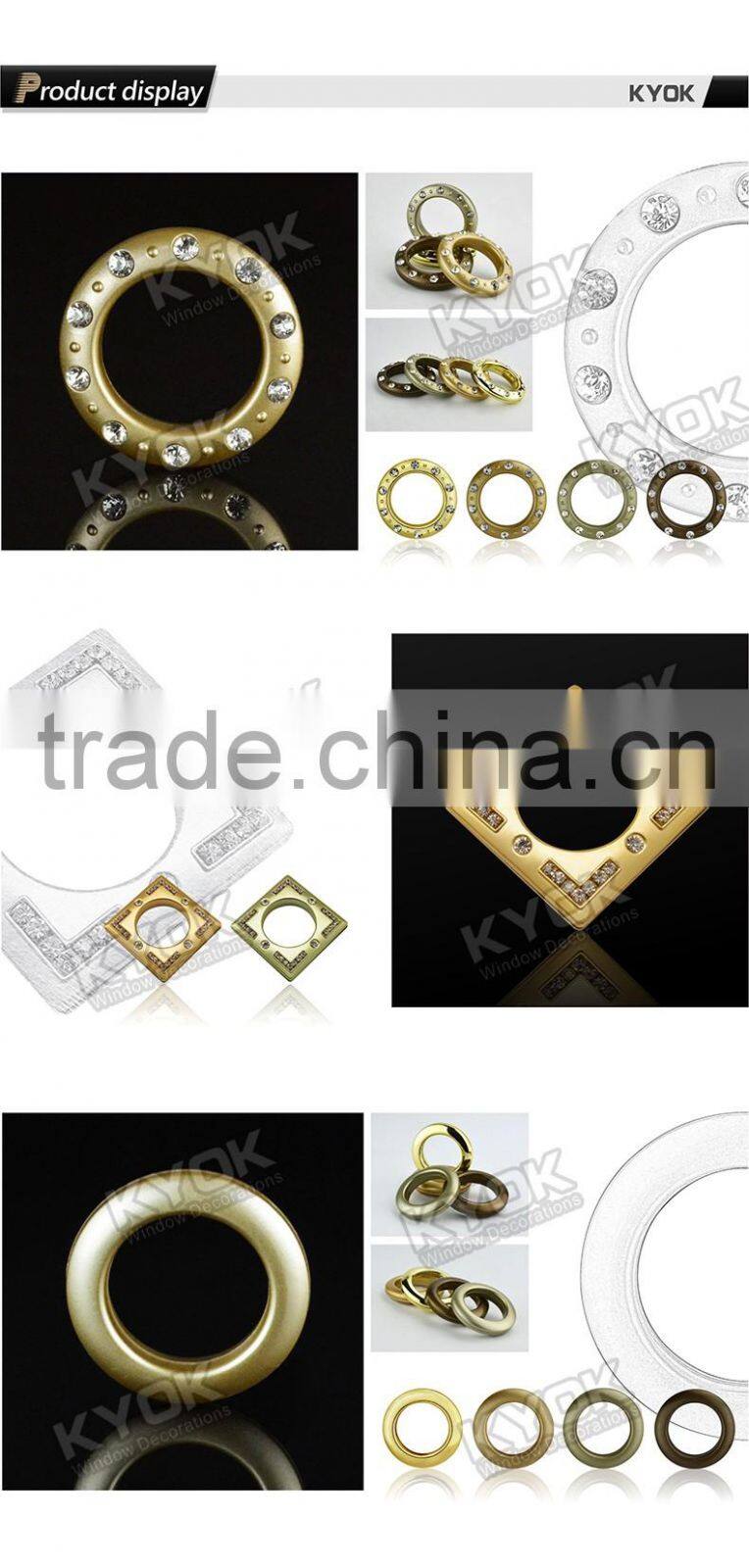 KYOK Natural Metal Drapery Curtain Cafe Pole Rings with Brass Eyelet Set of 8/M,Guestroom Decoration Hanging Curtain Accessories