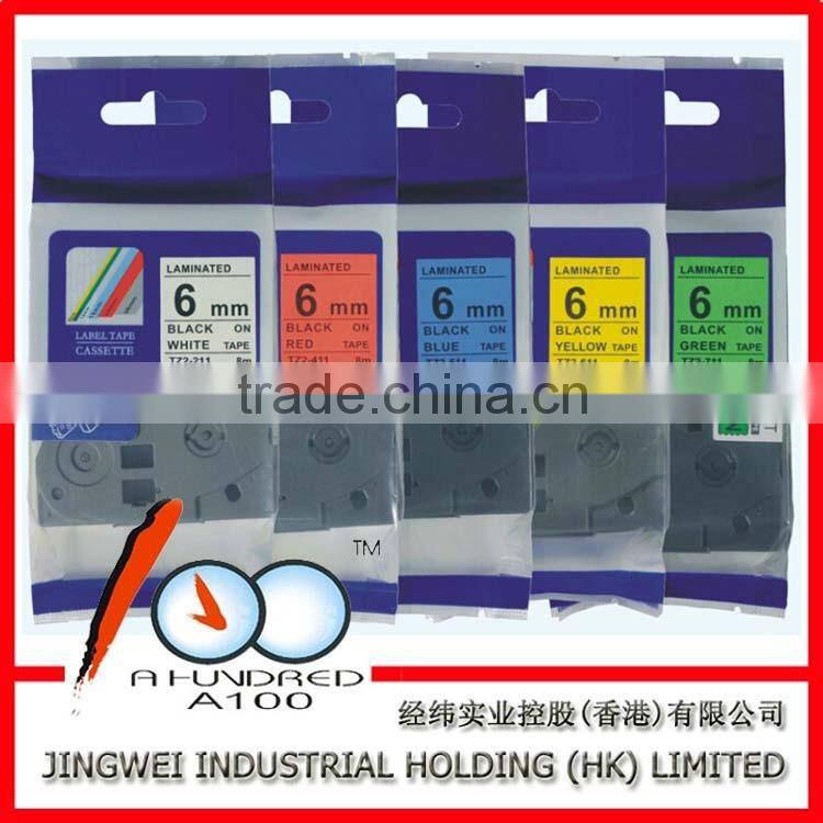 Cheap Price &High quality compatible brother P-TOUCH printer label tape black on Red 6mm TA-411