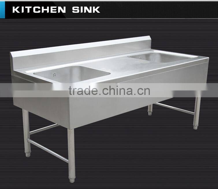 Adjustable feets separated assembled commercial stainless steel kitchen sink cabinet with platform backsplash with factory suppl