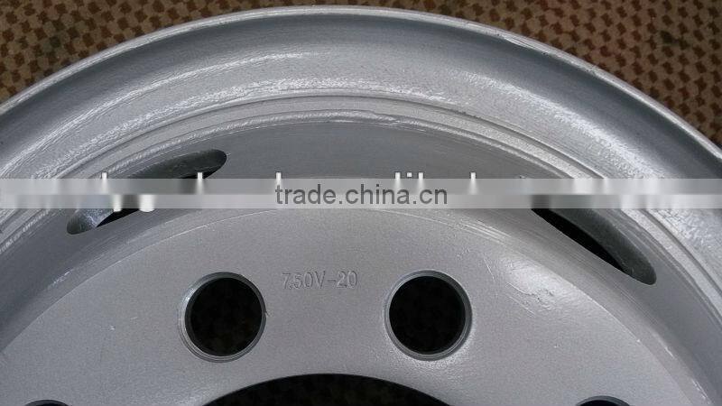 7.5-20 trailer wheel, tube steel wheel, wheel with10.00-20 tyre for heavy truck