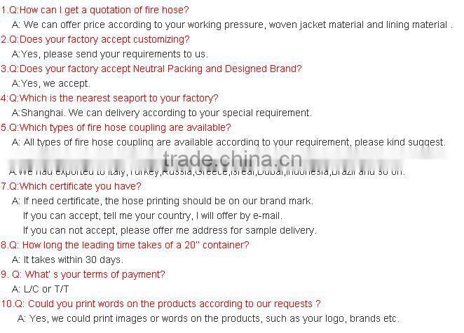 marine fire hose with coupling