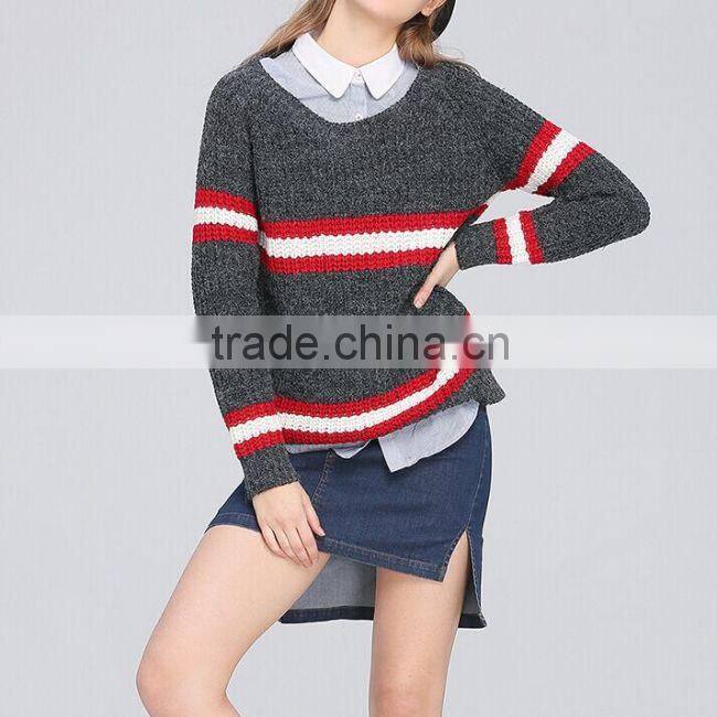 OEM Service Computer Knitted Pullover Adults Autumn Winter Varsity Sweater Women