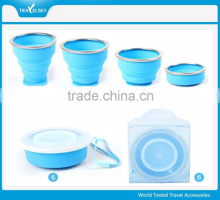 Silicone collapsing foldable cup for travel