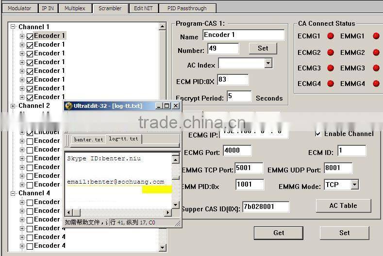 IP scrambler QAM modulator (TS IP/multicast gigabit in,4*DVB-C RF out)