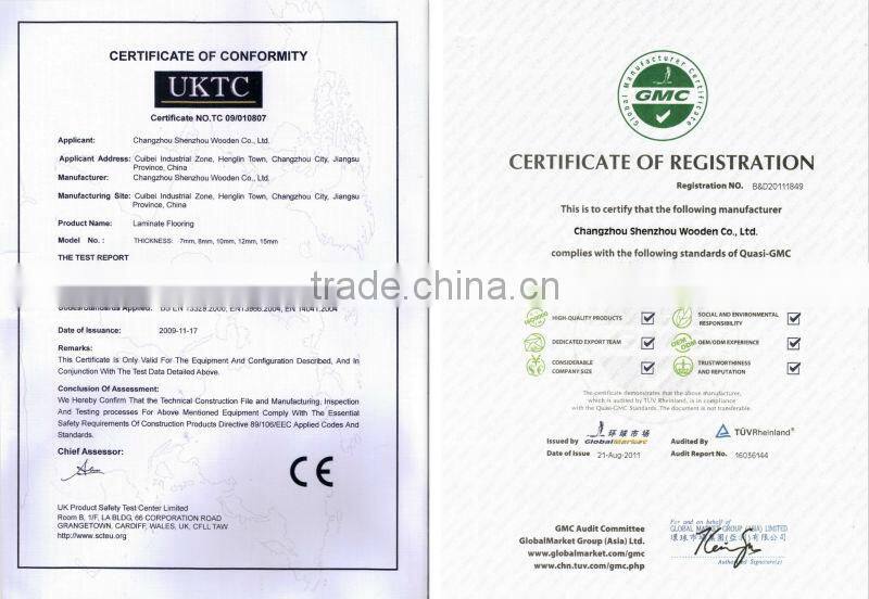 8mm AC3 HDF good quality CE Laminate floor changzhou