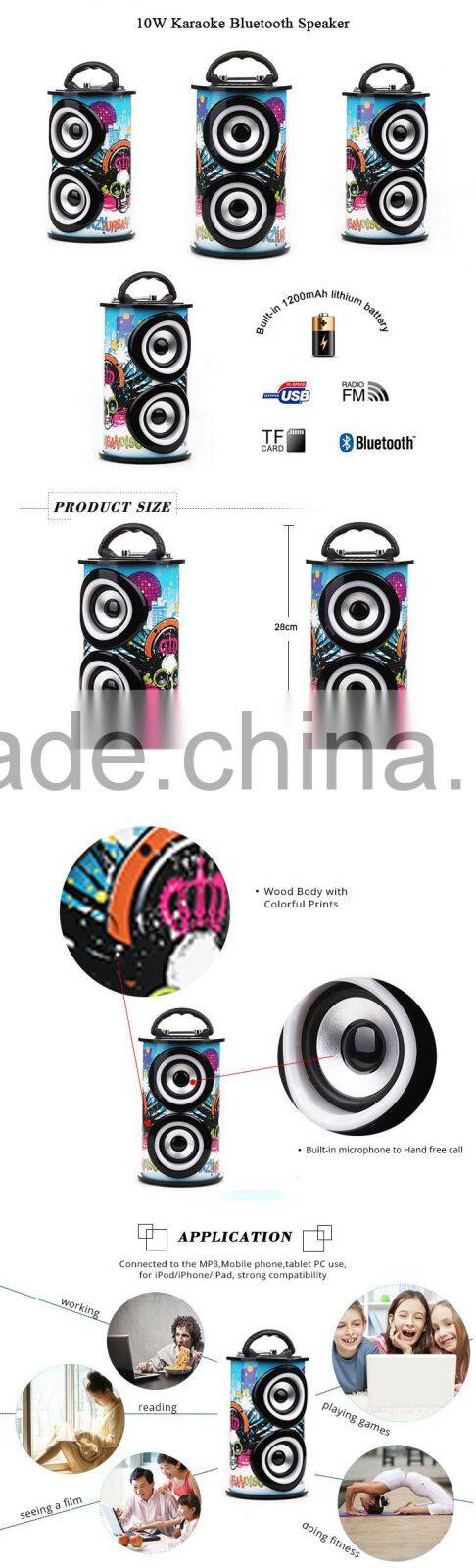 BBQ KBQ-06M 10W 1200mAh Two External Microphone Slots Near Handle Mini Bluetooth Speaker vs Karaoke Function