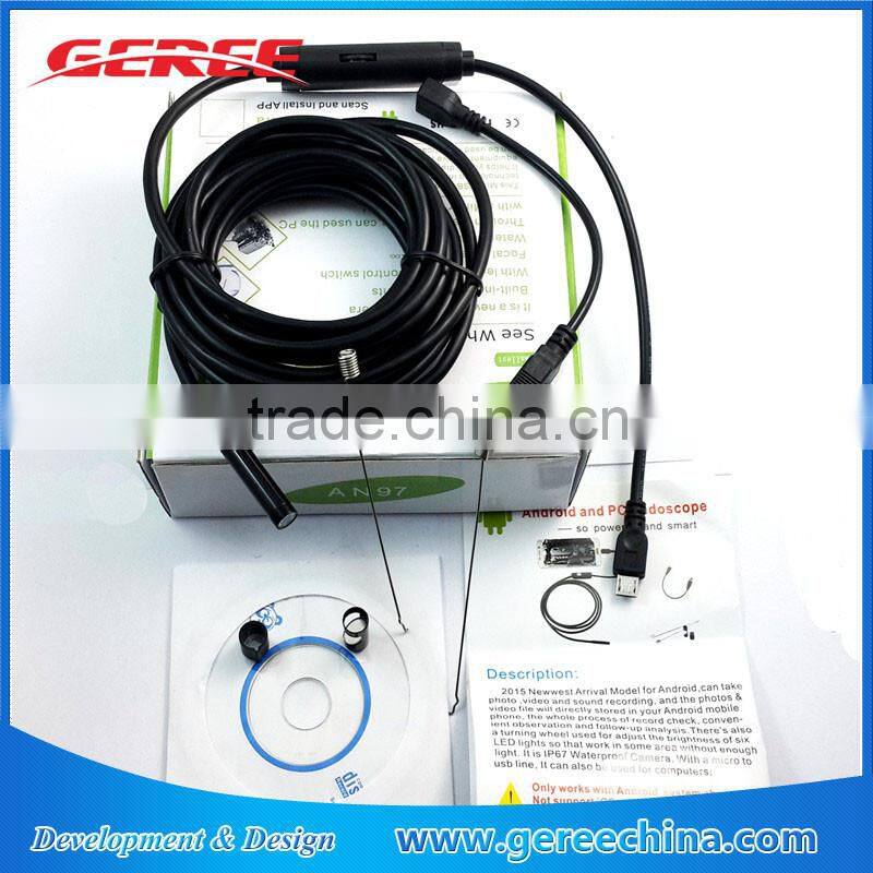 5m USB Android OTG Endoscope 7mm Mini Waterproof Borescope Inspection Tube Pipe snake Camera
