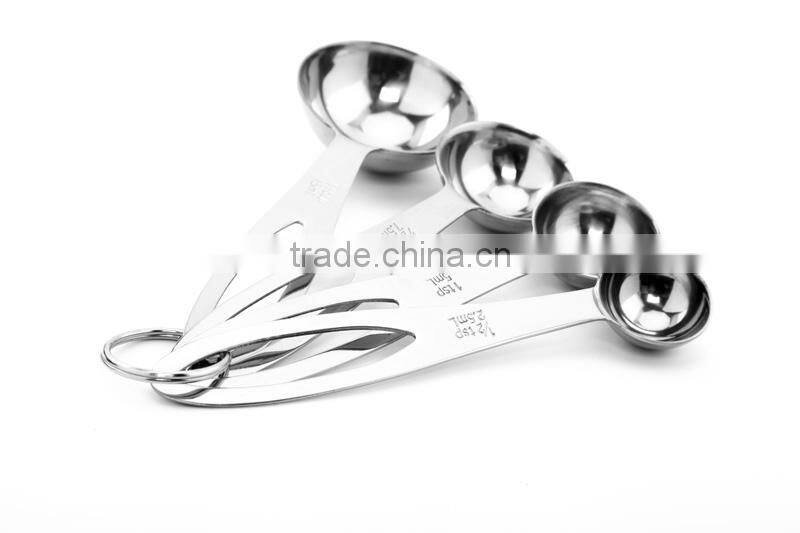 Hot sale passed FDA or LFGB stainless steel 4pc set measuring spoon set