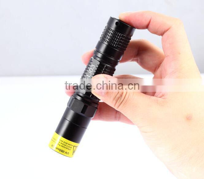 UV led 365nm black light uv flashlight for Gas leaks inspection UVL03-365/5W