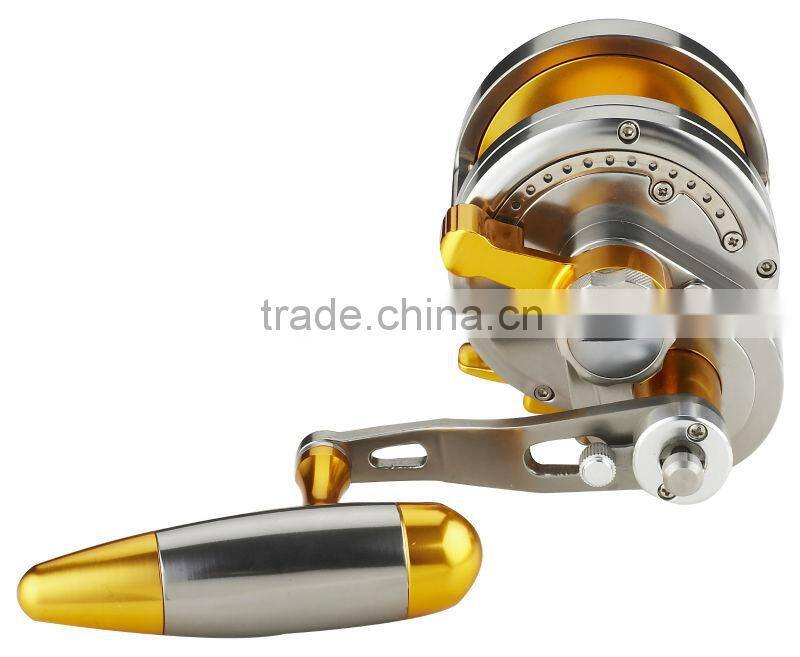 high quantity big size gold color aluminum trolling reel fishing reels