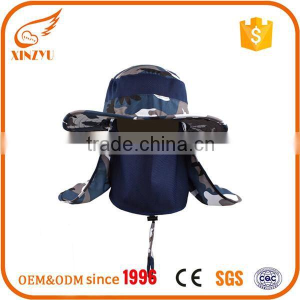 Custom sun protect ear flap and neck promotional bucket hat digital camo fishing hat