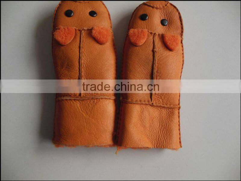Pretty Kids Leather Mittens Fur Mitten Glove For Winter