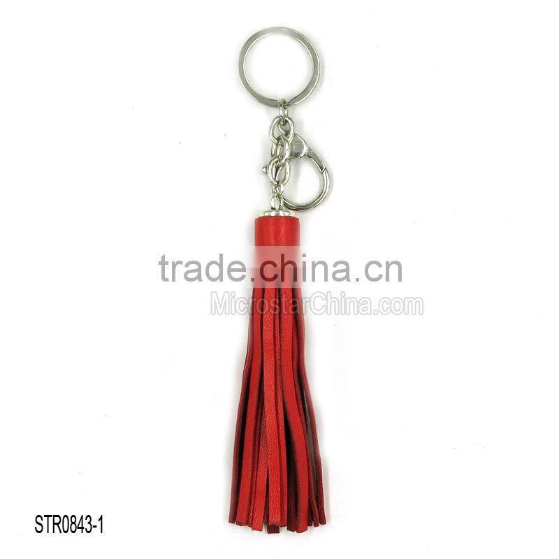 10-12cm Custom Genuine Leather Tassel bag charm chain Gold Silver Choose one