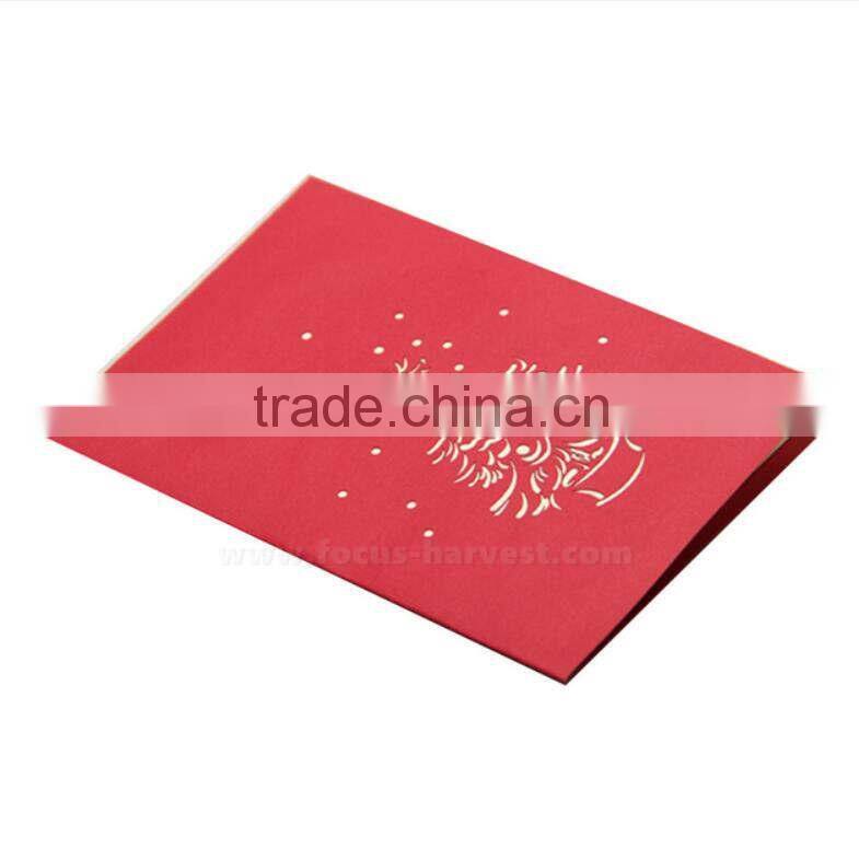 Handmade card 3D Christmas Theme Tree Kirigami Birthday New Year Party Invitation Card Up Greeting Card