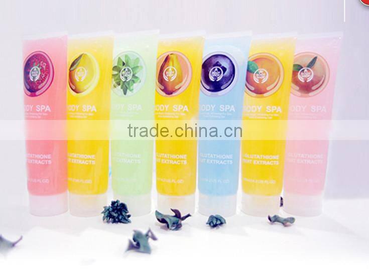 Yesnow whitiening& Exfoliating Gel scrub cream body spa cream strawberry/lemon/greentea/avocado/blueberry/orange/peach