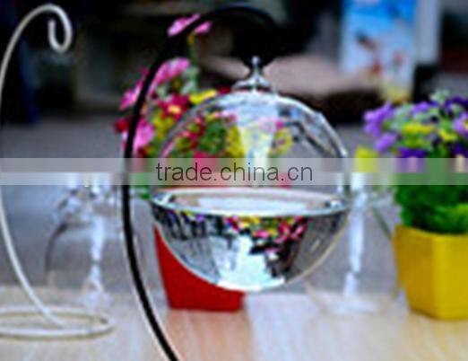 Fashion Clear Glass Round with 1 Hole Flower Plant Stand Hanging Vase Hydroponic Home Office Wedding Decor