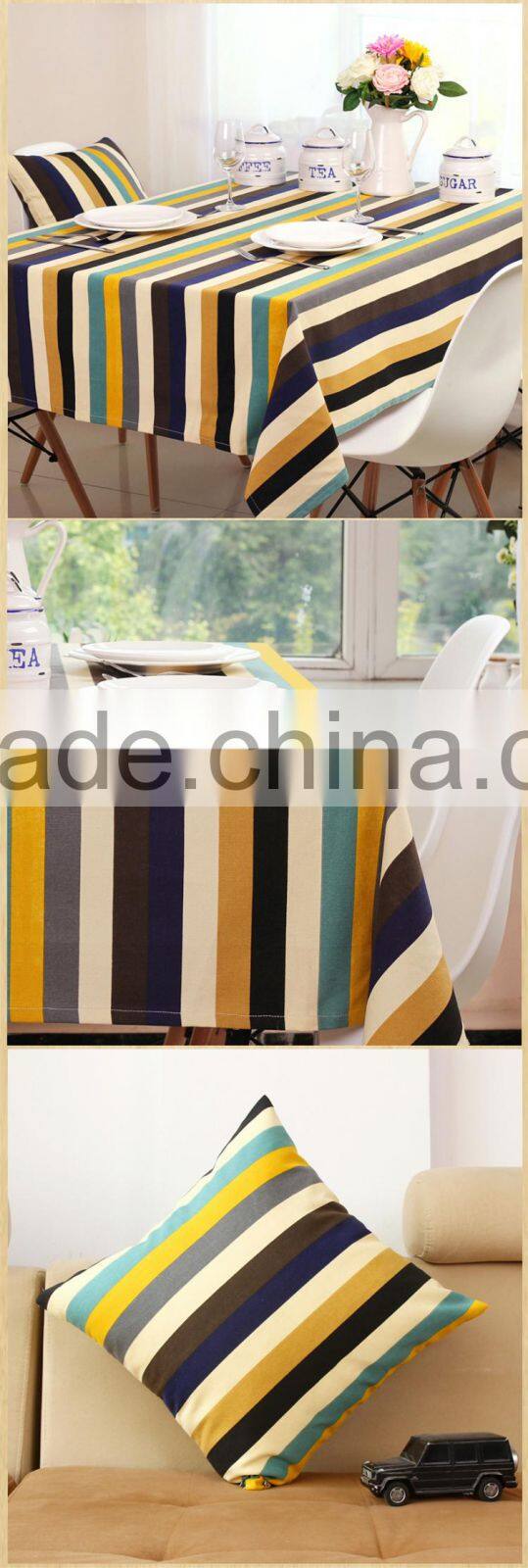 Simple Mediterranean multi color stripe printed polyester cotton fabric for table cloth sofa cushion cover using