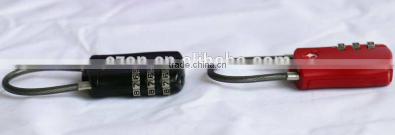 Travel luggage combination cable TSA lock, 3-dial combination TSA padlock,3 digital Combination TSA Lock