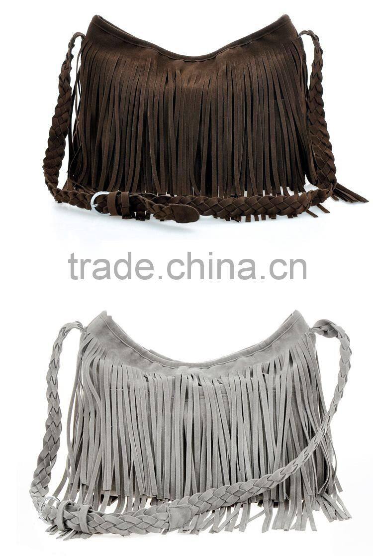 Hot Sale Fashion Women Handbag Tassel Cross Body Women Bag Solid Color Zipper Shoulder Bags Leather Handbags for female
