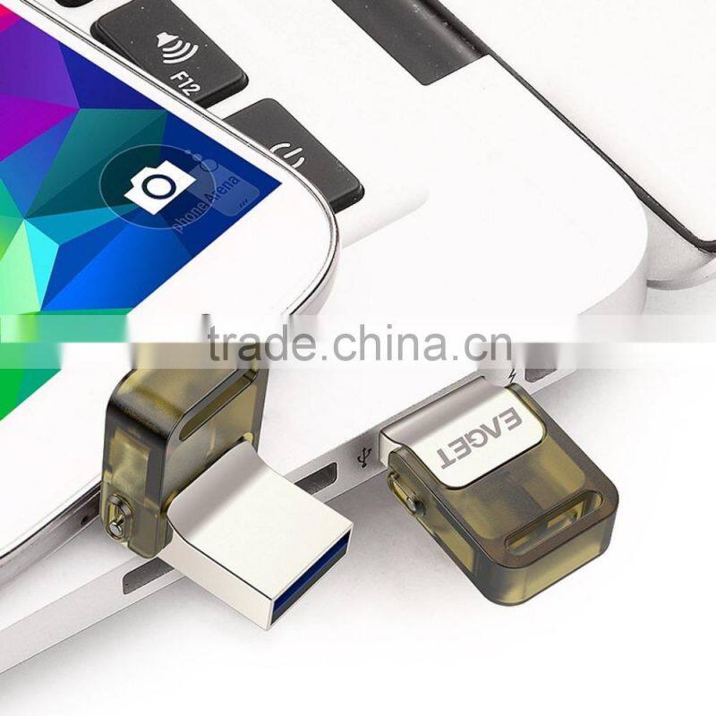 16GB Tiny Dual Use Metal Micro USB 3.0 On-the-Go Flash Drive with Swivel Cap Design for Smartphones / Tablets / PC
