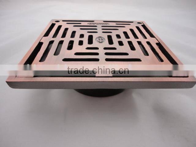 Casted Mn copper white brass Ni Bronze square floor drain red antique copper color