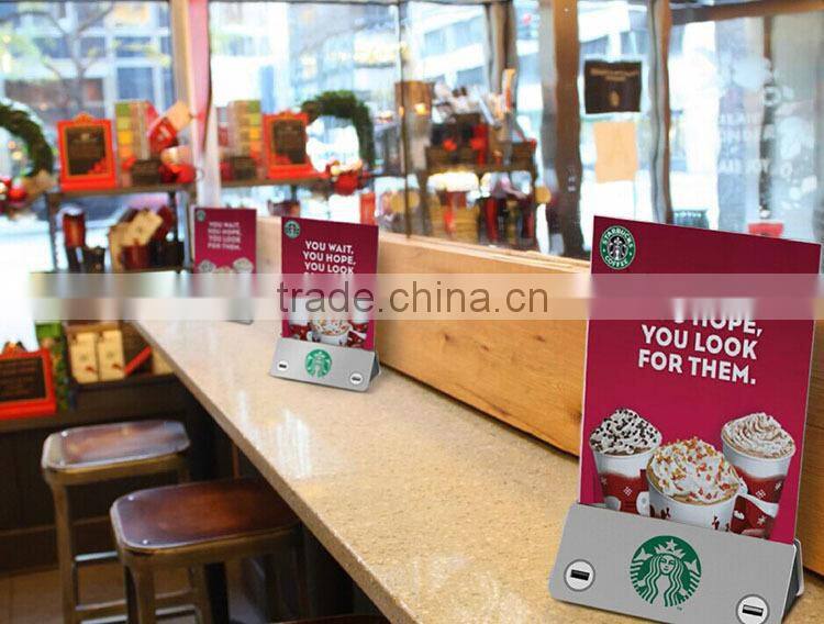 Trending products 2016 advertising power bank restaurant for menu stand