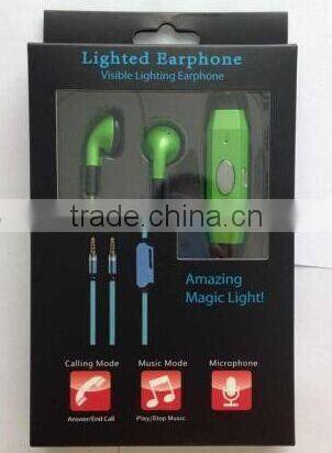 Good qualitty LED wire earbuds with MIC fashinable LED earbuds